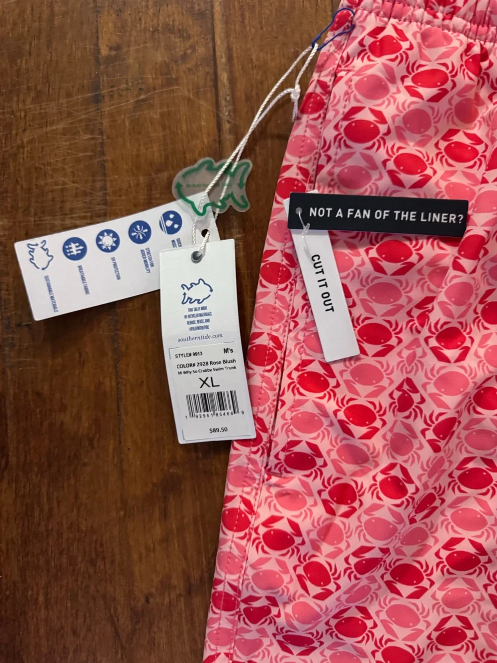 NWT Men’s Crab Swim Shorts with Drawstring